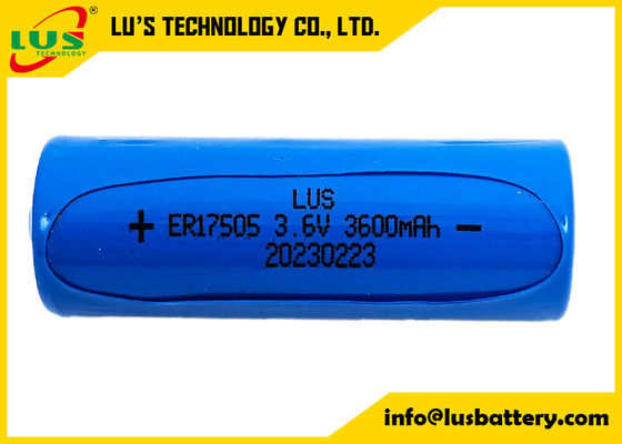 ER17505 크기 A 3.6V 3.6Ah 재충전되지 않는 배터리 17505 ER17505 Li-SOCl2 실린더 배터리
