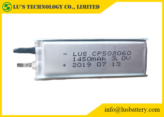 Cp502060 3.0V 1450mAh 극단적 얇은 셀 Limno2 초기의 리튬 전지