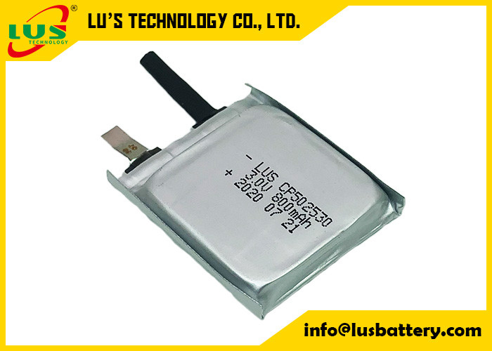 극단적 가는 Limno2 배터리 CP502530 3V 800mAh 평평한 리튬 이온 전지 비 재충전이 가능한 유형