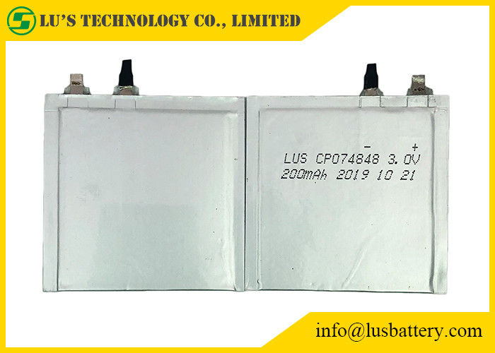 전자적 선반 라벨을 위한 파우치 셀 CP074848 초박형 전지 200 mah 3.0 볼트