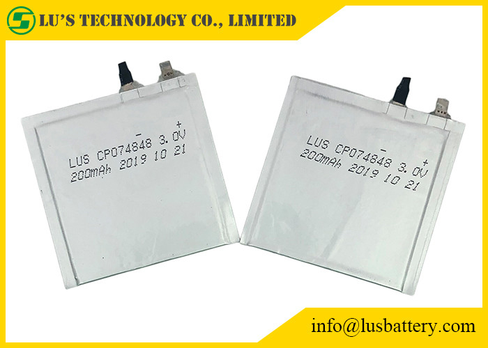전자적 선반 라벨을 위한 파우치 셀 CP074848 초박형 전지 200 mah 3.0 볼트