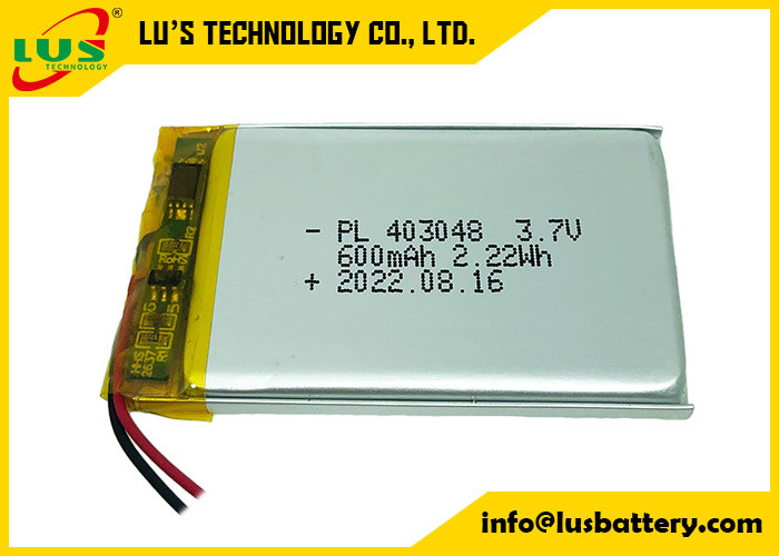 똑똑한 장치를 위한 LP403048 Li 중합체 건전지 3.7V 600mAh Li 이온 건전지
