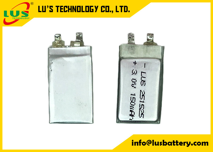 카드 응용을 위한 CP251525 높은 비율 배터리 3.0v 150 mah Limno2 파우치 셀 PTC 안전
