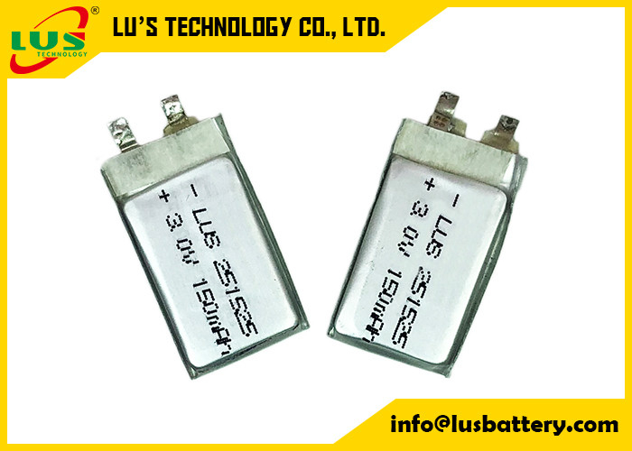 카드 응용을 위한 CP251525 높은 비율 배터리 3.0v 150 mah Limno2 파우치 셀 PTC 안전