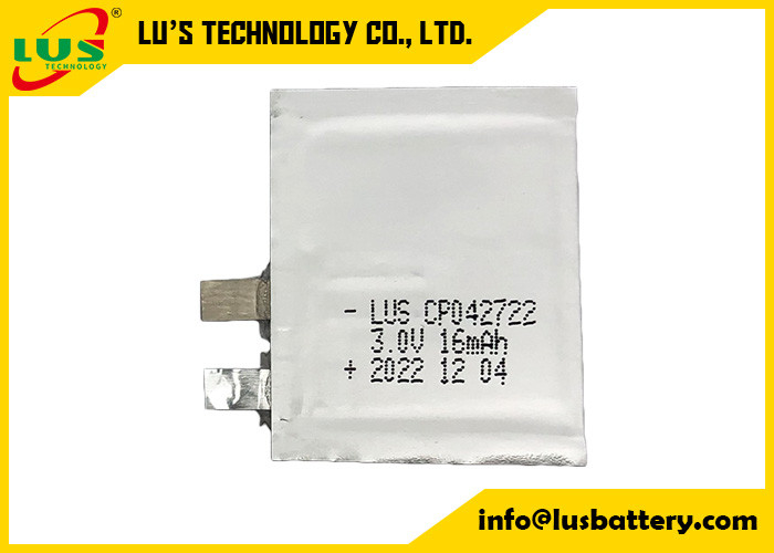 부드러운 꽉 찬 Li MnO2 배터리 16 mah 종이 박형 전지 3.0 볼트 CP042722 CP042922 CP042822