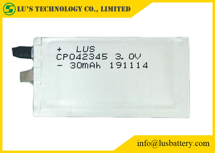 스마트 카드 리튬 배터리 3.0v 35 mah limno2 배터리를 위한 RFID 배터리 울트라 얇은 셀 CP042345