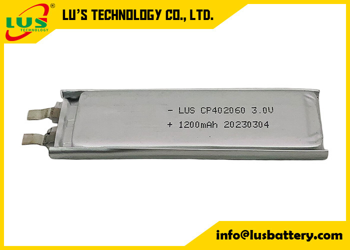 재고 유효 기간 10년을 가진 CMOS 배터리용 Limno2 파우치 셀 CP402060 3.0 볼트 1200mah