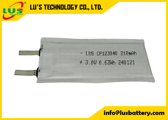 Cp123040 울트라 얇은 리?? 배터리 3.0 볼트 210mAh 리-Mno2 배터리 사용자 정의
