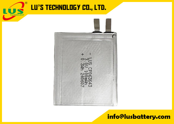 CP063643 3.0 볼트 100mAh 소형 리?? 배터리 3V CP063643 IOT/RFID용 초미세 배터리