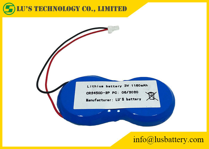 와이어 JST 연결기와 CR2450-2P 버튼 리튬 코인 전지 1200 mah 3.0v