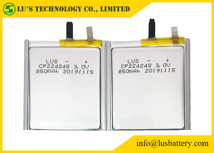 블루투스 태그를 위한 3.0v 850 mah 얇은 셀 배터리 LimnO2 CP224248