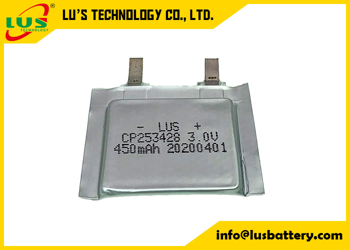 주입 태그를 위한 RFID Li 폴리머 건전지 팩 CP253428 3.0 볼트 450 mah