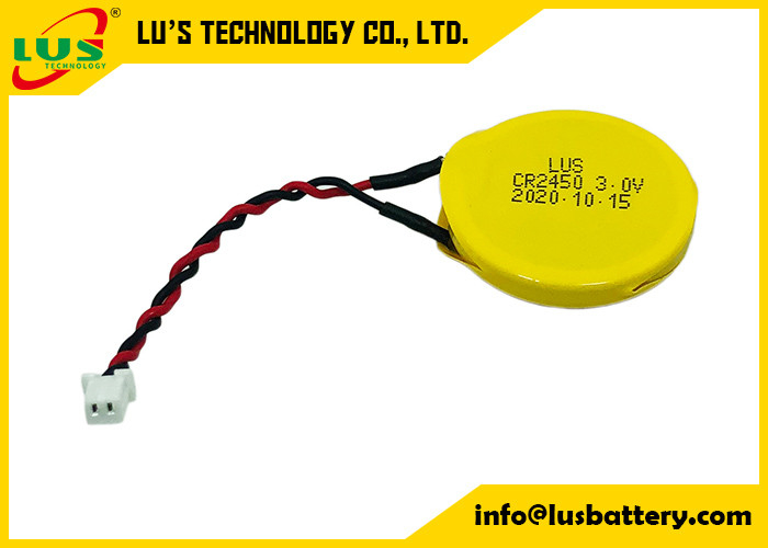 2P 연결기와 3v 600 mah Limno2 건전지 팩 65 밀리미터 전선 CR2450-1P PCB SMT