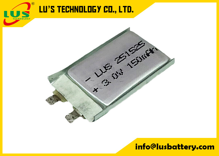 평평한 리튬 이산화 망간 전지 CP251525 3.0v 150 mah Li Po 초박형 전지